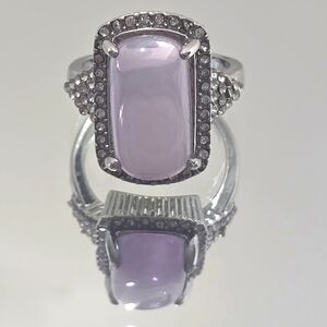 Silver Tone and Lavender Zircon Ring